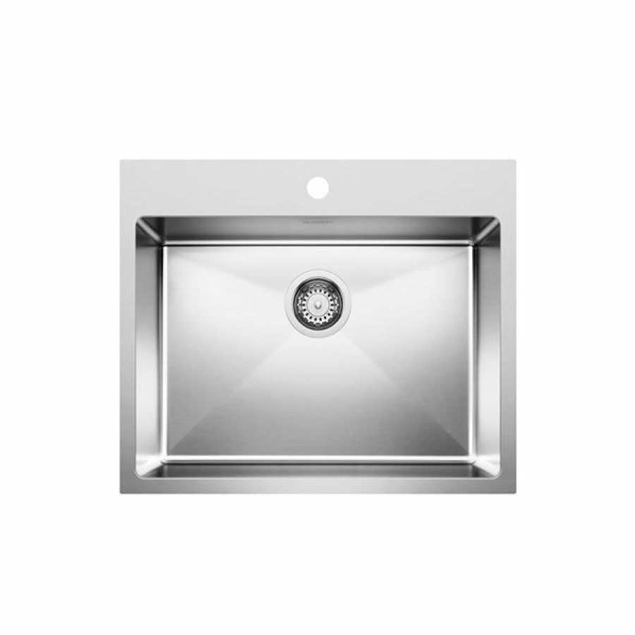 * Blanco Quatrus Drop-In 25-In X 20.5-In Brushed Single Bowl 1-Hole Kitchen Sink Sale Online | Kitchen Sinks