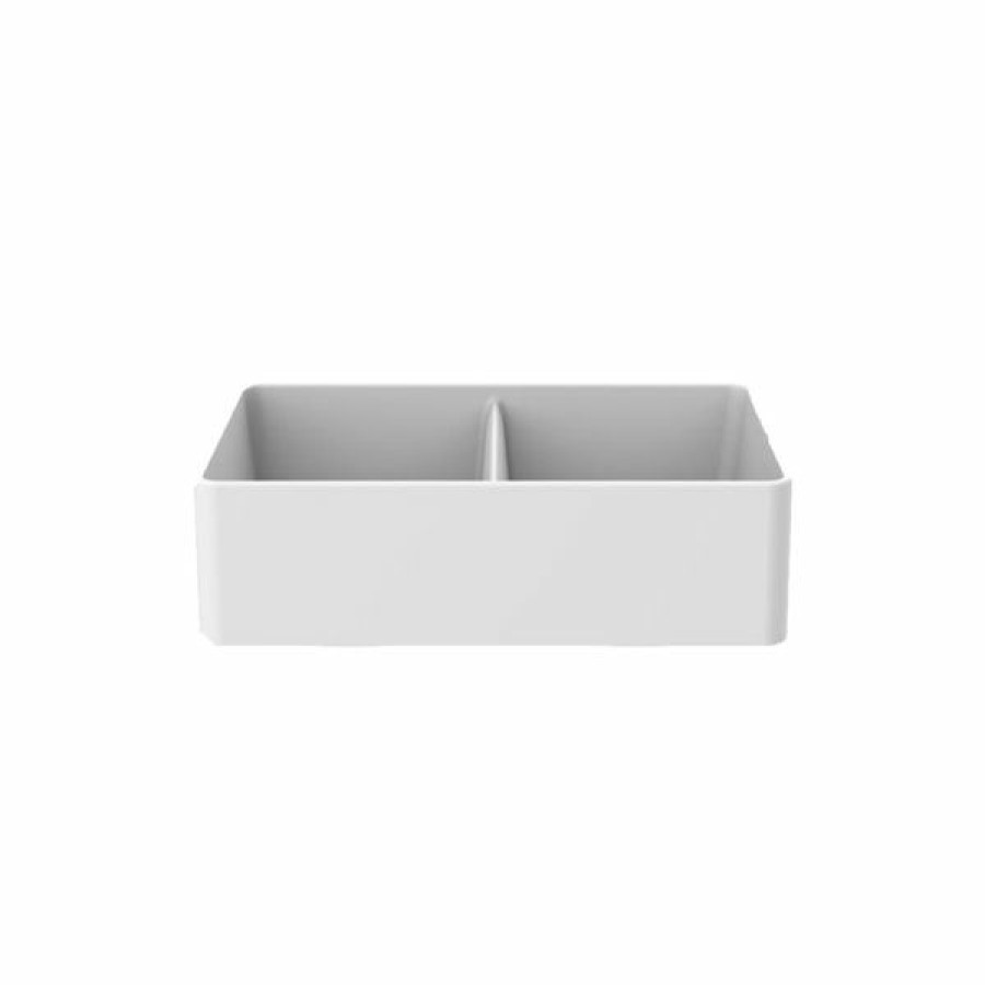 * American Imaginations 19-In X 33-In Sleek White Granite Composite Double Equal Bowl Drop-In Residential Kitchen Sink Discount | Kitchen Sinks