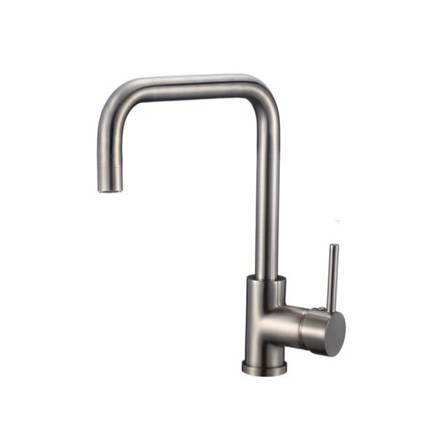 * American Imaginations Brushed Nickel 1-Handle Deck Mount High-Arc Residential Kitchen Faucet 3.54-In Less Expensive | Kitchen Faucets