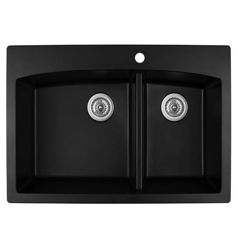 * Exclusive Karran 33-In Black Quartz 1.5 Kitchen Sink | Kitchen Sinks