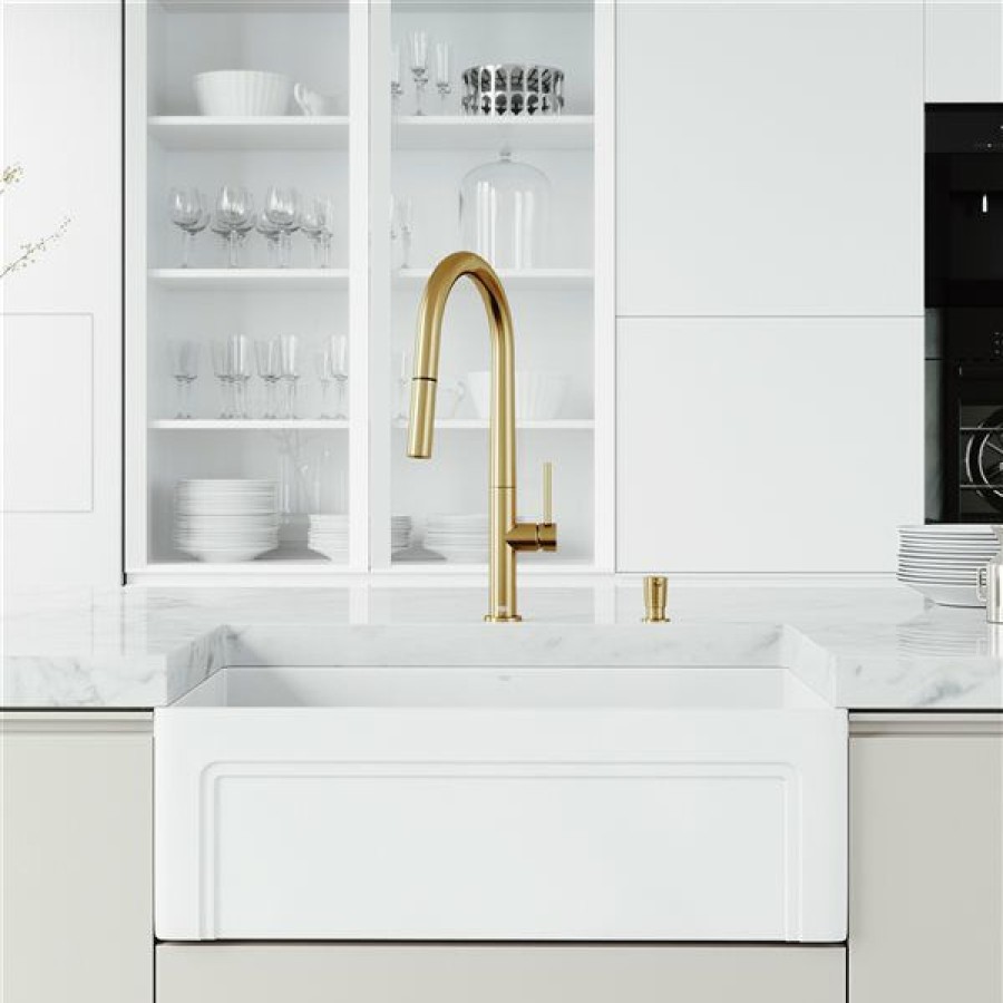 * Best Choice Vigo Matte Stone White 30-In Single Bowl Kitchen Sink With Faucet And Accessories | Kitchen Sinks