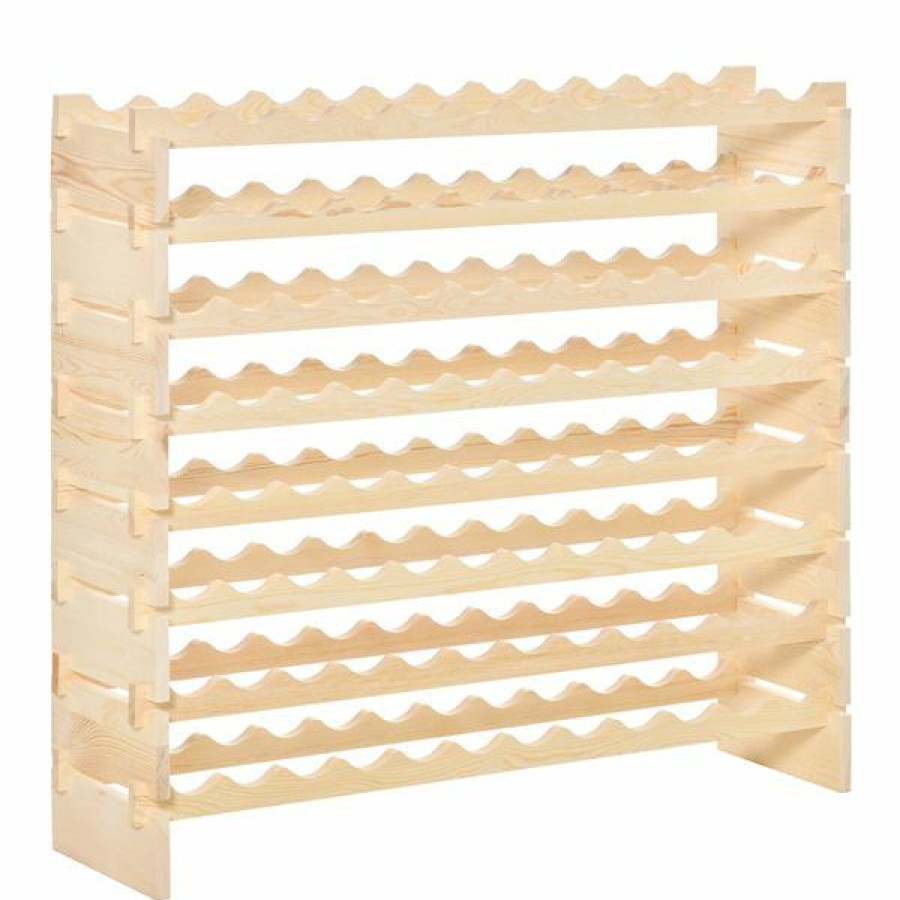 * Homcom 96-Bottle Natural Pine Wood Wine Rack Sale Online | Wine Storage