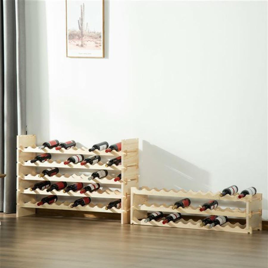 * Homcom 96-Bottle Natural Pine Wood Wine Rack Sale Online | Wine Storage