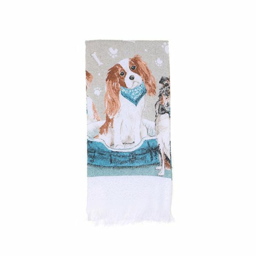 * Ih Casa Decor White And Blue Hand Towels Set Of 6 Exclusive | Kitchenware