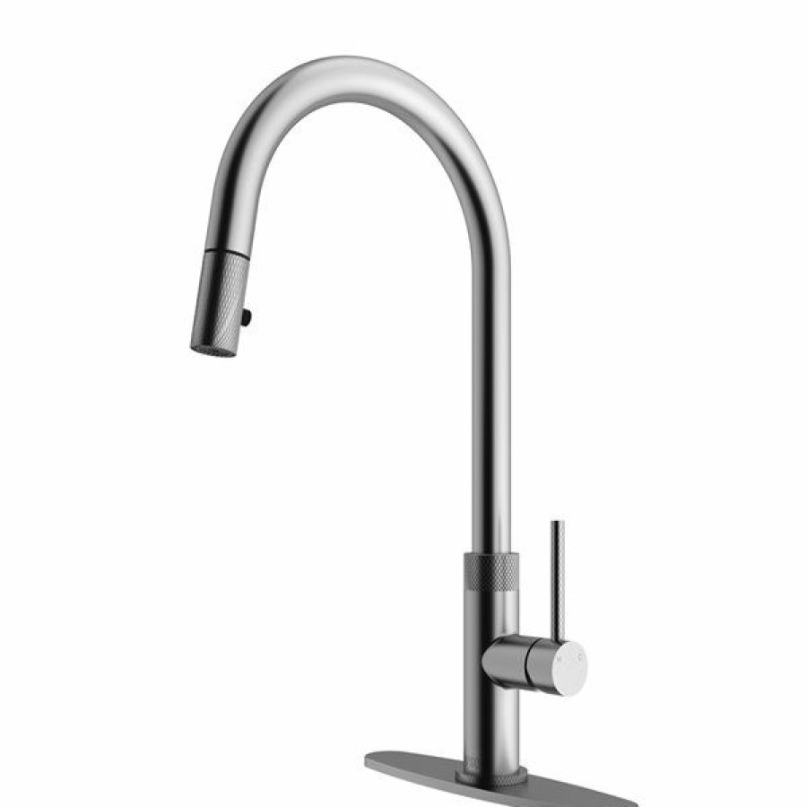 * Vigo Bristol Stainless Steel 1-Handle Pull-Down Handle/Lever Commercial/Residential Kitchen Faucet (Deck Plate Included) Cheap | Kitchen Faucets