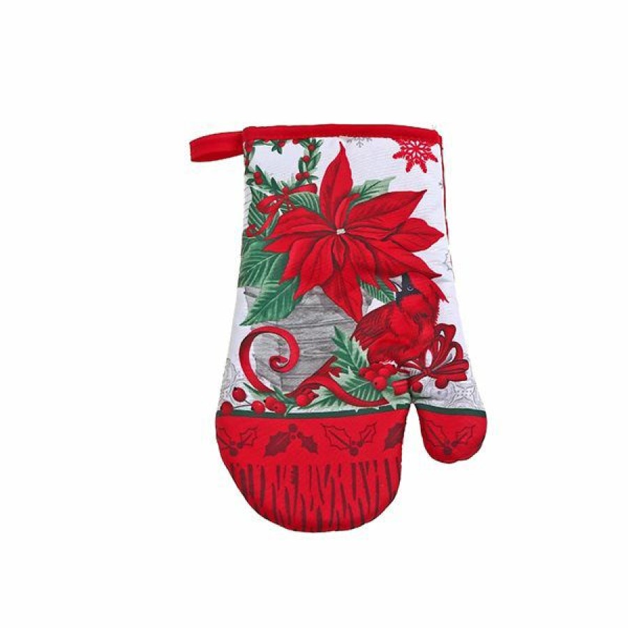 * Exclusive Ih Casa Decor Poinsettia Oven Mitts Set Of 4 | Kitchenware