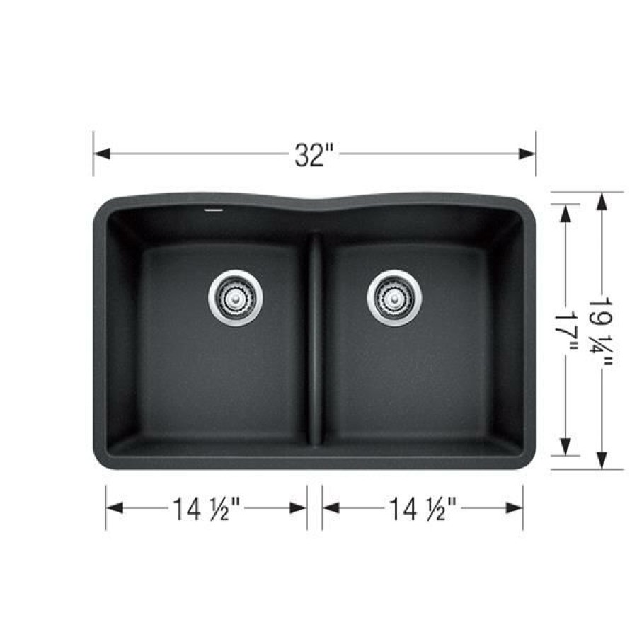 * Premium Blanco Diamond Low Divide Undermount Sink Truffle | Kitchen Sinks