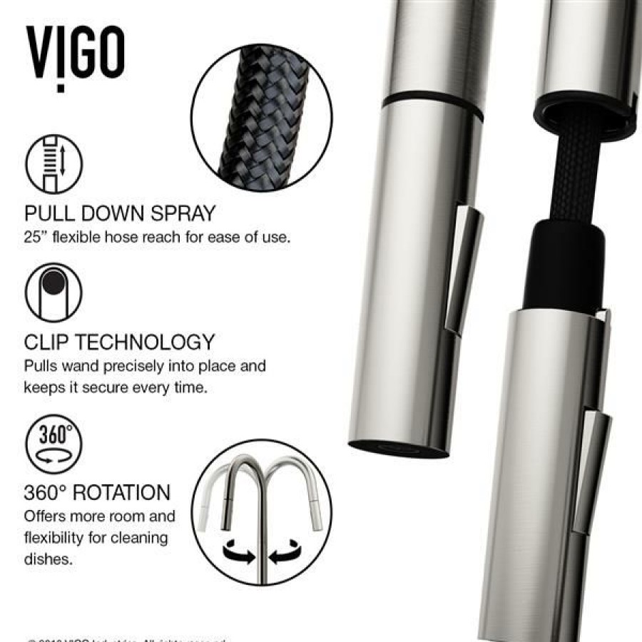 * Vigo Greenwich Pull-Down Spray Kitchen Faucet Stainless Outlet Sale | Kitchen Faucets