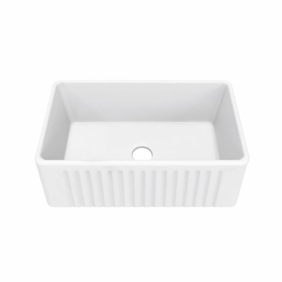 * Cheap Swiss Madison Delice 18-In X 30-In White Ceramic Farmhouse Kitchen Sink With Apron | Kitchen Sinks