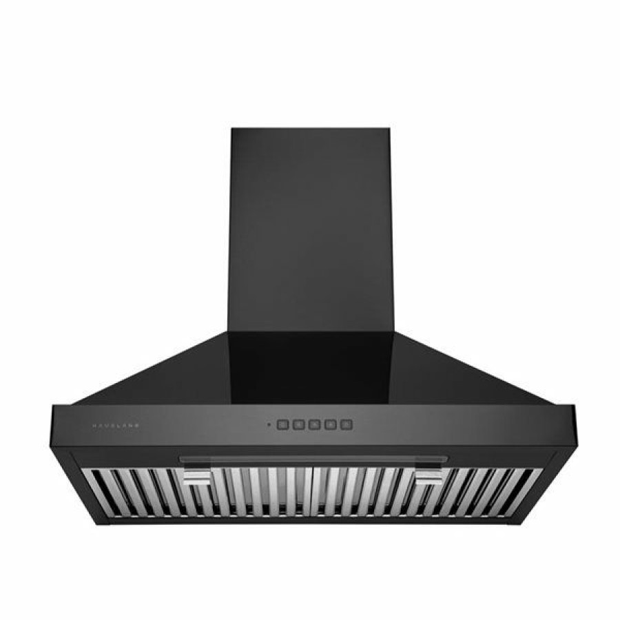 * New Arrivals Hauslane 30-In Convertible Black Stainless Steel Wall-Mounted Range Hood | Range Hoods