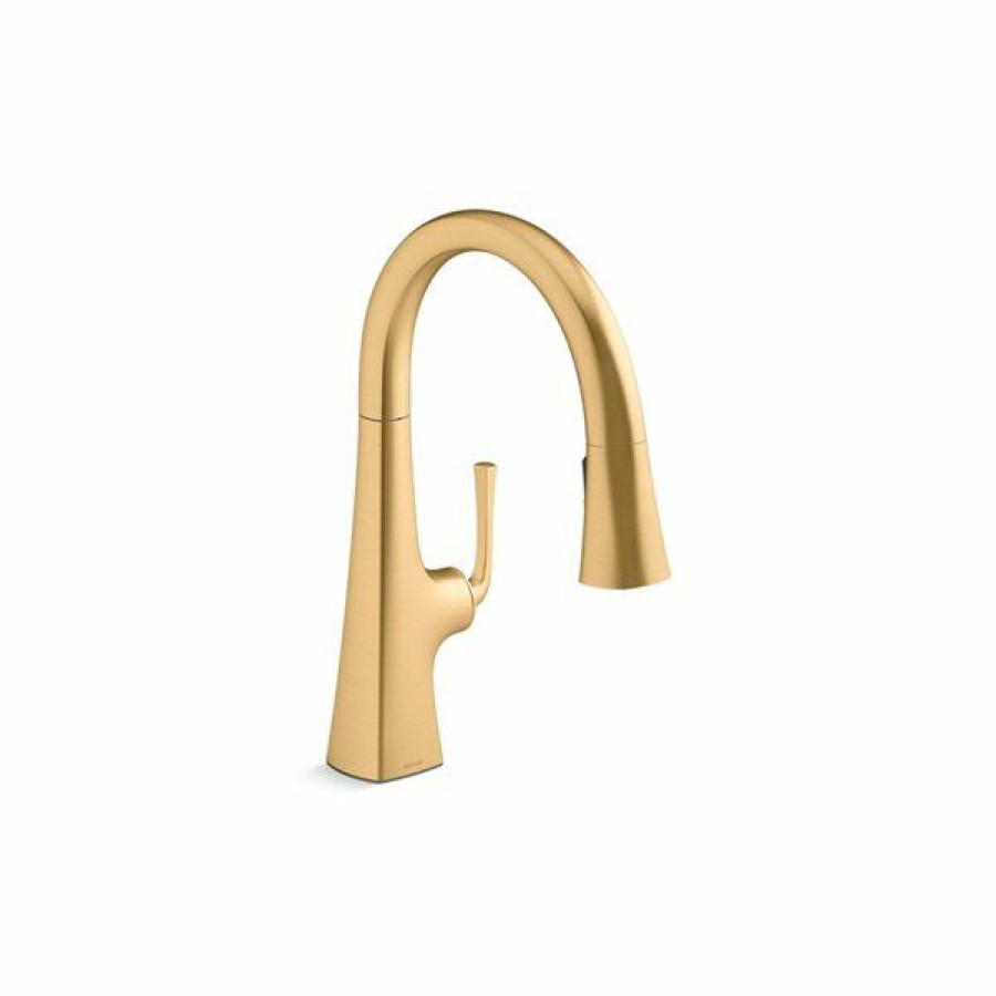 * Kohler Graze Brass Pull-Down Kitchen Sink Faucet With Three-Function Sprayhead Exactly Discount | Kitchen Faucets