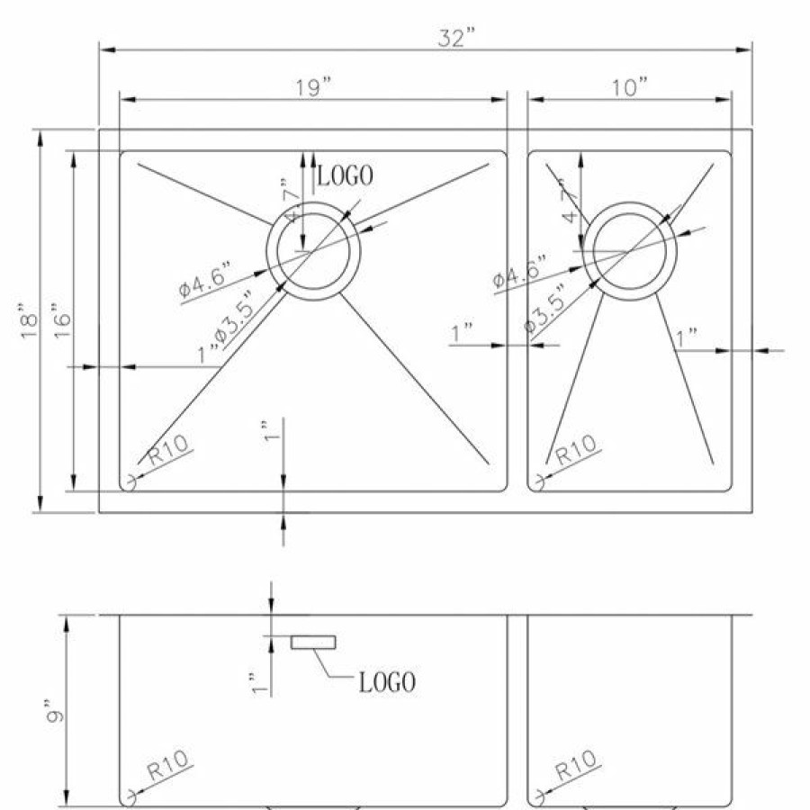 * Reliable Quality American Imaginations Undermount Sinks 32 Stainless Steel | Kitchen Sinks