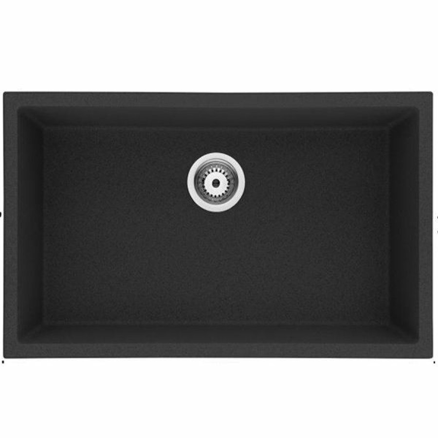 * American Imaginations 18-In X 30-In Black Granite Composite Single Bowl Drop-In Residential Kitchen Sink Outlet Sale | Kitchen Sinks