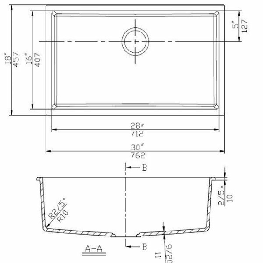 * American Imaginations 18-In X 30-In Black Granite Composite Single Bowl Drop-In Residential Kitchen Sink Outlet Sale | Kitchen Sinks