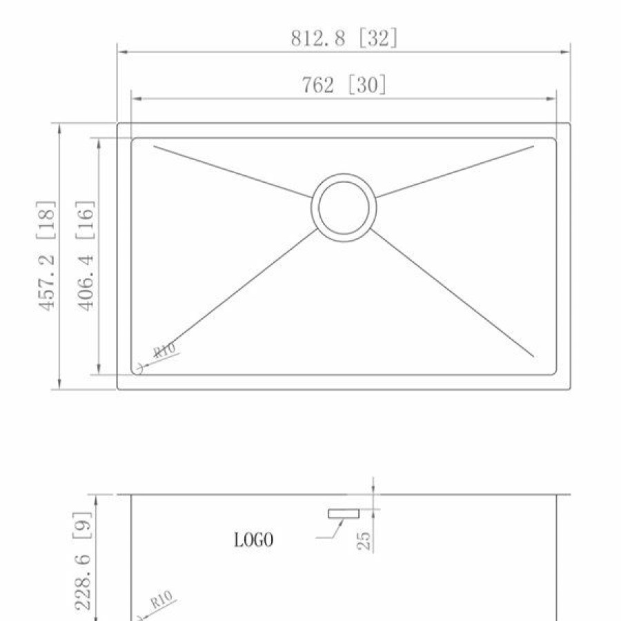 * Discount Store American Imaginations Undermount Single Sink 32 Stainless Steel Chrome | Kitchen Sinks