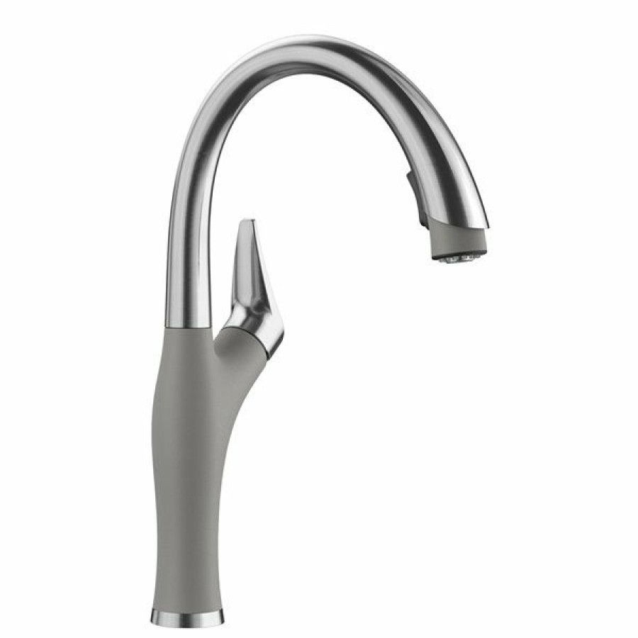 * Blanco Artona Pvd Steel/Metallic Gray 1-Handle Deck Mount Pull-Down Handle/Lever Residential Kitchen Faucet Hot Selling | Kitchen Faucets