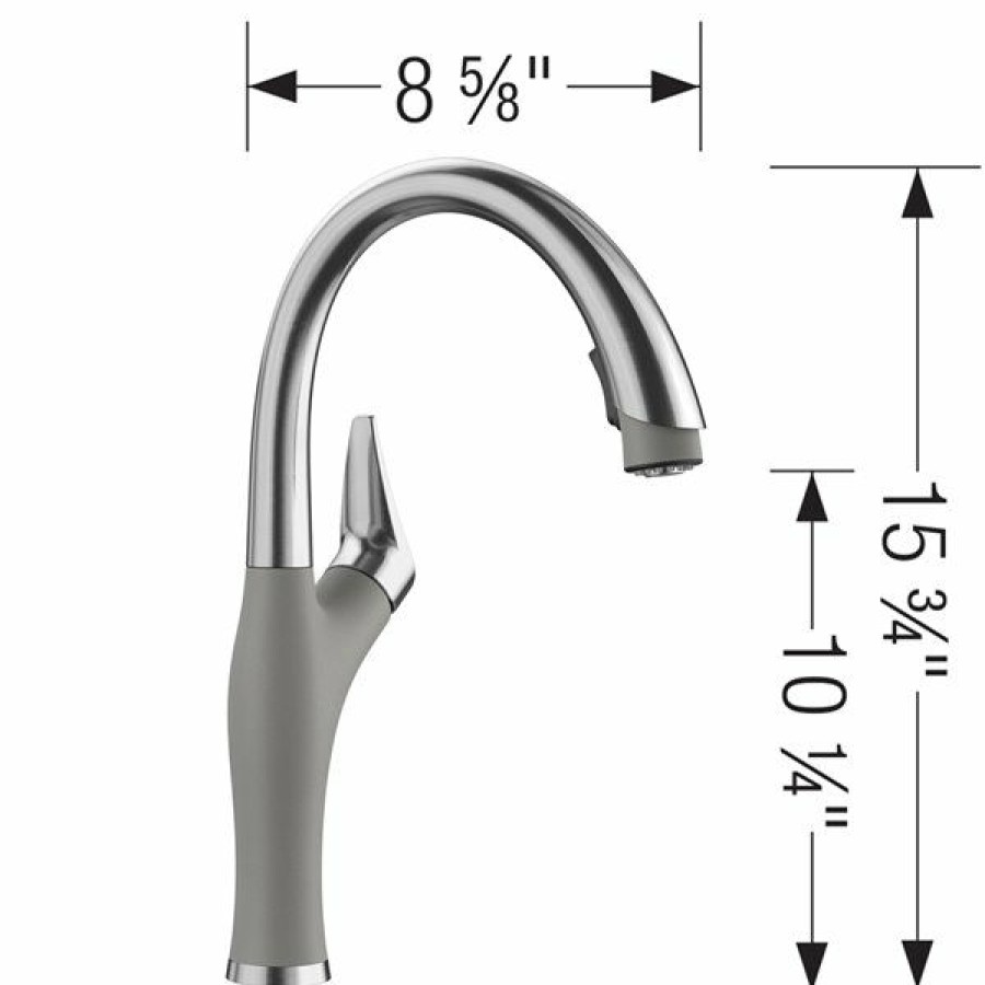 * Blanco Artona Pvd Steel/Metallic Gray 1-Handle Deck Mount Pull-Down Handle/Lever Residential Kitchen Faucet Hot Selling | Kitchen Faucets