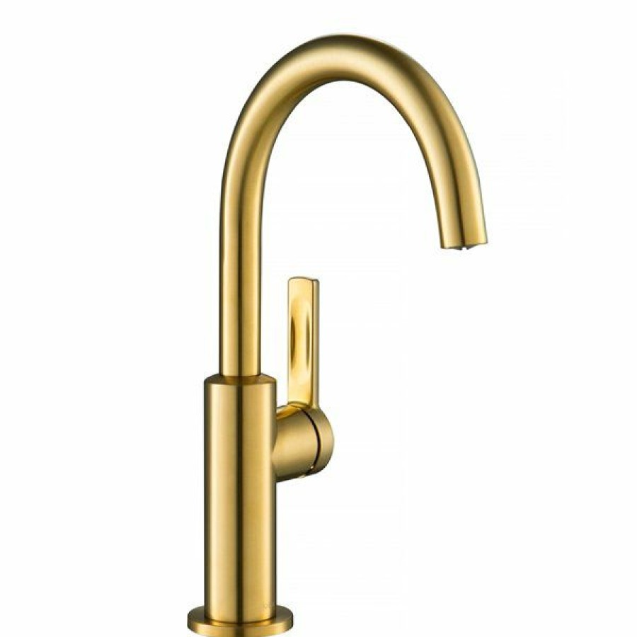 * Exclusive Kraus Oletto Single Handle Kitchen Bar Faucet Brushed Brass | Kitchen Faucets