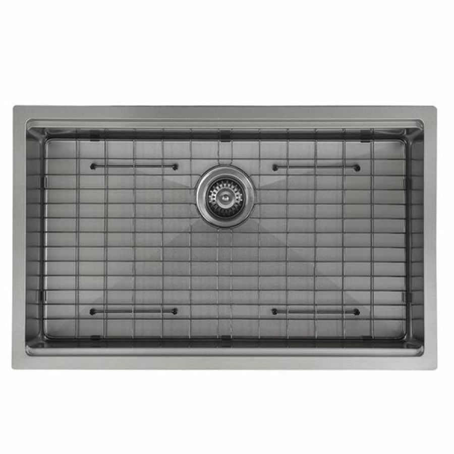 * Attractive Ancona Undermount 32-In X 19-In Gunmetal Single Bowl Customizable Hole Kitchen Sink | Kitchen Sinks