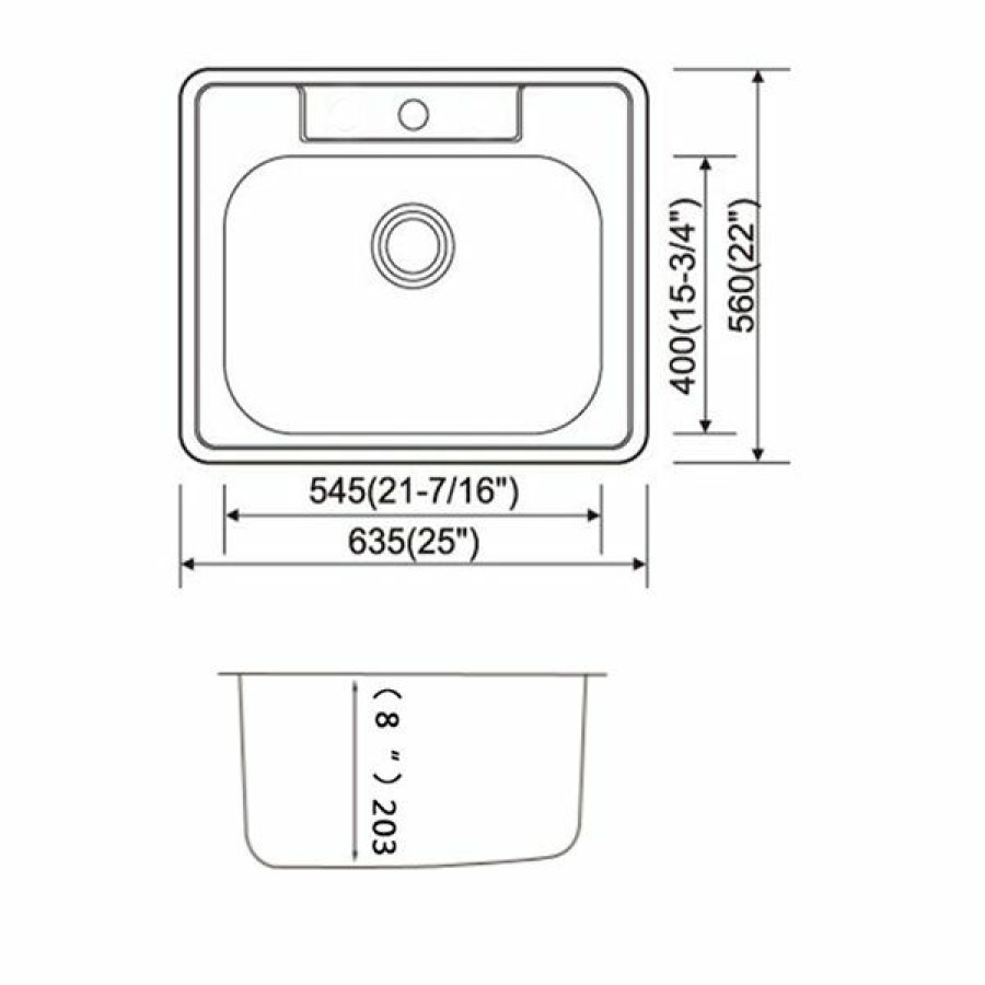 * American Imaginations 22-In X 25-In Stylish Brushed Nickel Single Bowl Drop-In Residential Kitchen Sink Classical | Kitchen Sinks