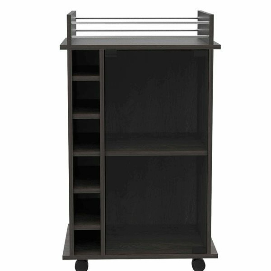 * Featured Fm Furniture Vegas Carbon Espresso Composite Bar Cart | Wine Storage