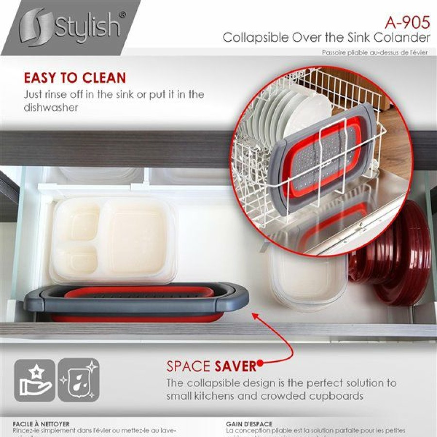 * Stylish Plastic Over The Sink Collapsible Colander Exactly Discount | Kitchenware