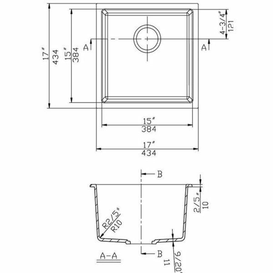 * American Imaginations 17-In X 17-In Black Granite Composite Single Bowl Drop-In Residential Kitchen Sink Hot Selling | Kitchen Sinks