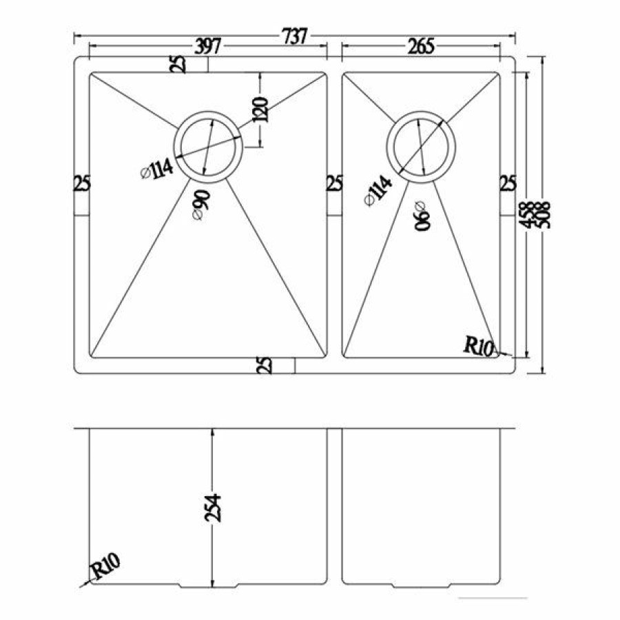 * American Imaginations 20-In X 29-In Chic Brushed Nickel Double Equal Bowl Drop-In Residential Kitchen Sink Cheap | Kitchen Sinks