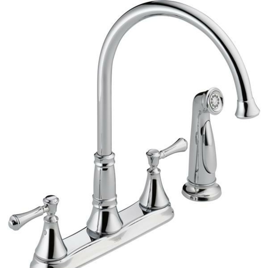 * Premium Delta Cassidy 2-Handle Kitchen Faucet With Spray Chrome | Kitchen Faucets