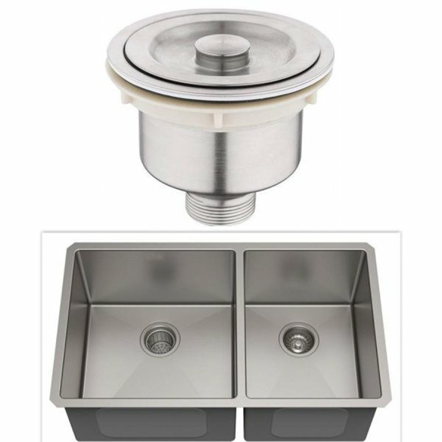 * American Imaginations 20-In X 29-In Stylish Brushed Nickel Double Equal Bowl Drop-In Residential Kitchen Sink Discount | Kitchen Sinks