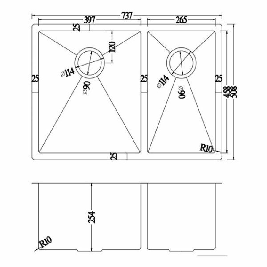 * American Imaginations 20-In X 29-In Stylish Brushed Nickel Double Equal Bowl Drop-In Residential Kitchen Sink Discount | Kitchen Sinks