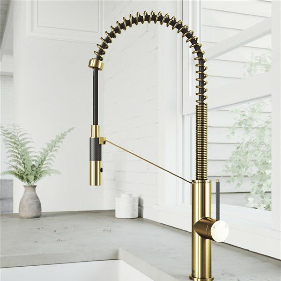 * Vigo Livingston Magnetic Cfiber Kitchen Faucet (In Matte Brushed Gold) Exactly Discount | Kitchen Faucets