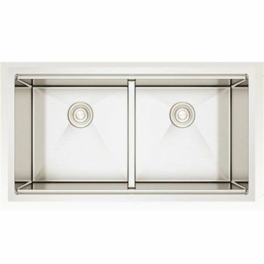 * American Imaginations 19-In X 36-In Stainless Steel Double Equal Bowl Drop-In Residential Kitchen Sink Discounts | Kitchen Sinks