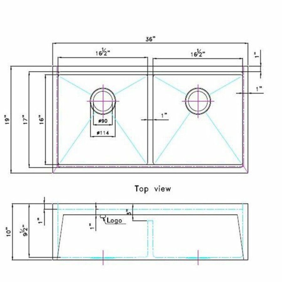 * American Imaginations 19-In X 36-In Stainless Steel Double Equal Bowl Drop-In Residential Kitchen Sink Discounts | Kitchen Sinks