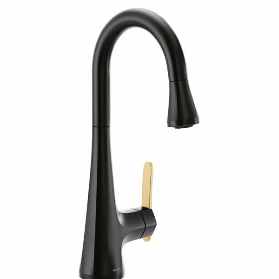 * Large Choice Moen Sinema Pulldown Bar Faucet Matte Black | Kitchen Faucets