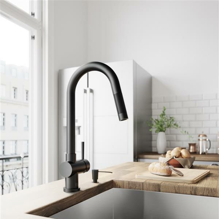 * Vigo Gramercy Pull-Down Kitchen Faucet Matte Black Exactly Discount | Kitchen Faucets