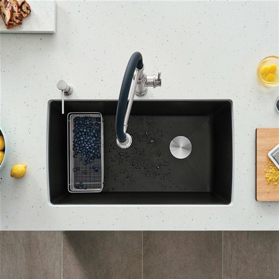 * Blanco Diamond Undermount 33.5-In X 18.5-In Coal Black Single Bowl Kitchen Sink Flash Sale | Kitchen Sinks