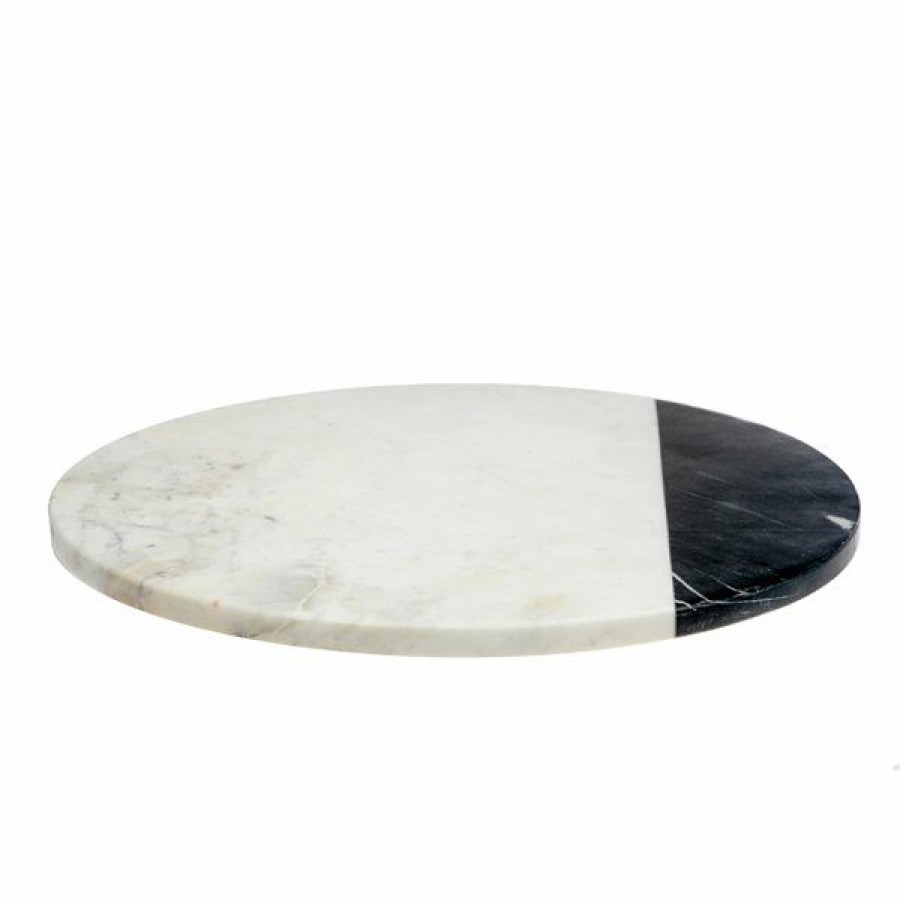 * Exclusive Ih Casa Decor White And Black Marble Lazy Susan | Kitchenware