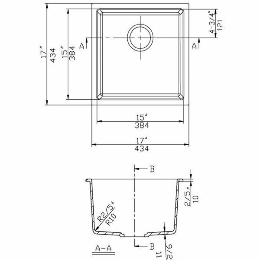 * American Imaginations 17-In X 17-In Transitional Black Granite Composite Single Bowl Drop-In Residential Kitchen Sink Online | Kitchen Sinks