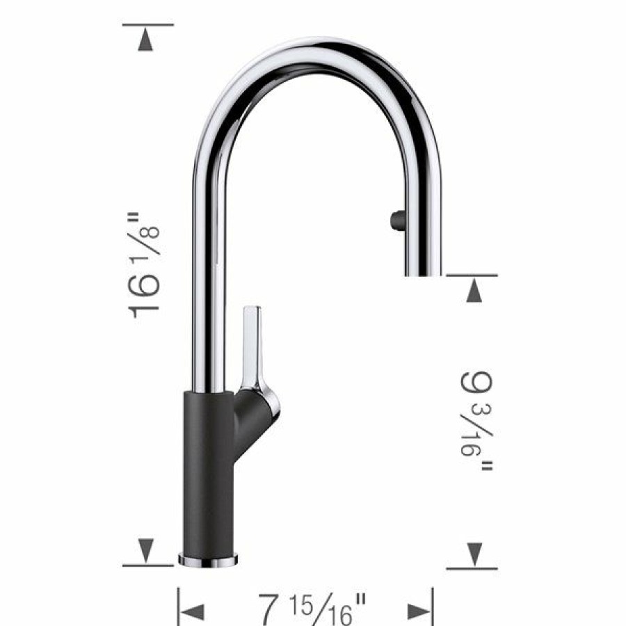 * Blanco Urbena Chrome/Anthracite 1-Handle Deck Mount Pull-Down Handle/Lever Residential Kitchen Faucet Less Expensive | Kitchen Faucets