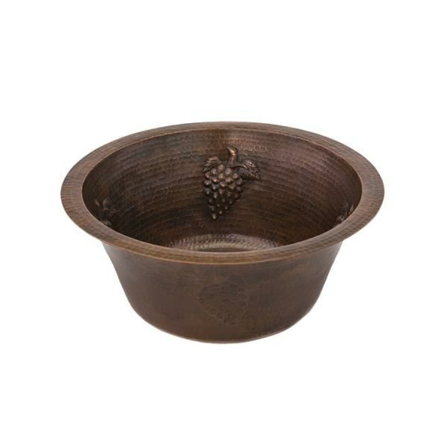 * Fire Sale Premier Copper Products 16-In Copper Grapes Round Sink | Kitchen Sinks