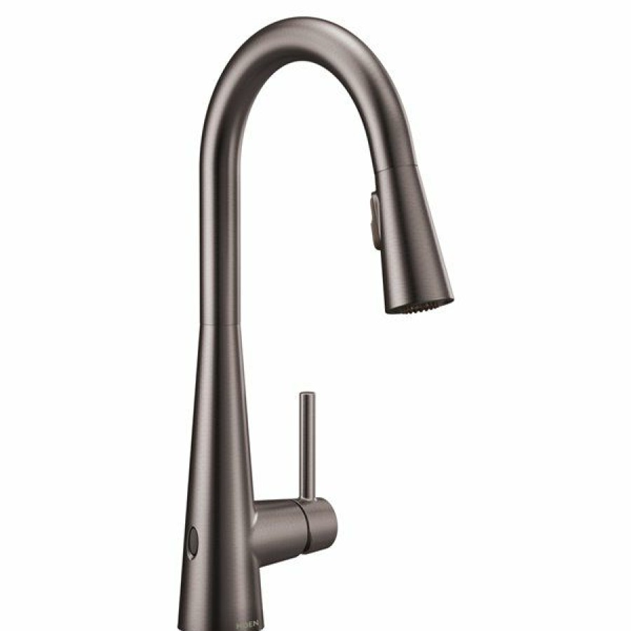 * Moen Sleek Black Stainless 1-Handle Deck Mount Pull-Down Handle/Lever Residential Kitchen Faucet Clearance | Kitchen Faucets