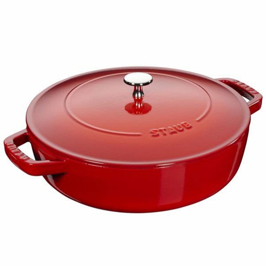 * Staub Braisers 11-In Cherry Cast Iron Saute Pan With Lid Cheap | Kitchenware