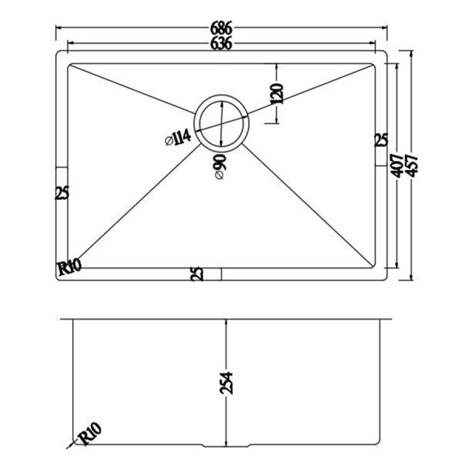 * American Imaginations 18-In X 27-In Elegant Brushed Nickel Single Bowl Drop-In Residential Kitchen Sink Online | Kitchen Sinks