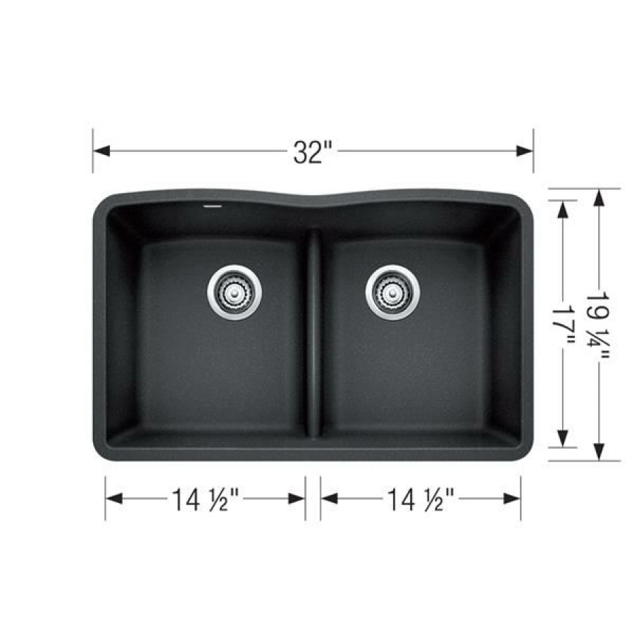 * Featured Blanco Diamond Low Divide Undermount Sink Cafe 32.25-In | Kitchen Sinks