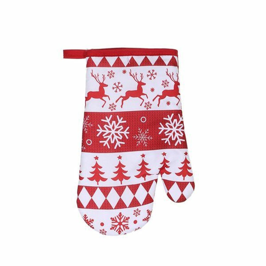 * Ih Casa Decor White And Red Oven Mitts Set Of 4 Classical | Kitchenware