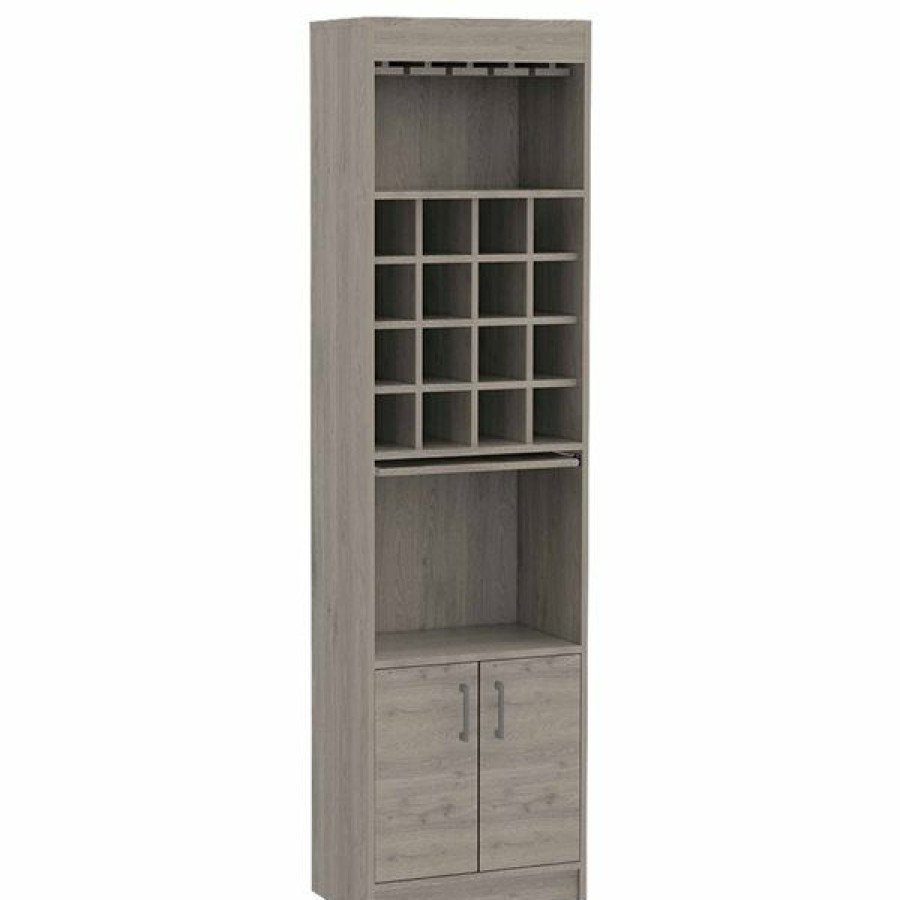 * Special Fm Furniture Illinois Light Grey Composite Bar Cabinet | Wine Storage