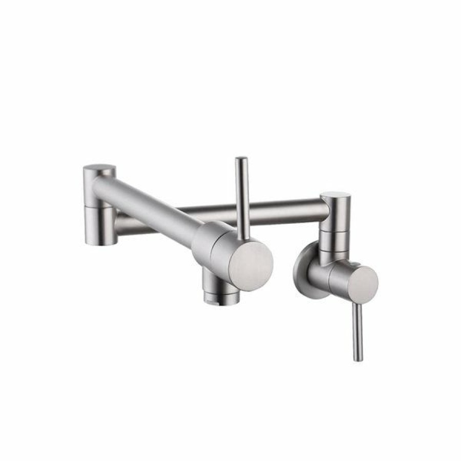 * Cheap Stylish Asti Stainless Steel 2-Handle Wall Mount Pot Filler Commercial/Residential Kitchen Faucet | Kitchen Faucets