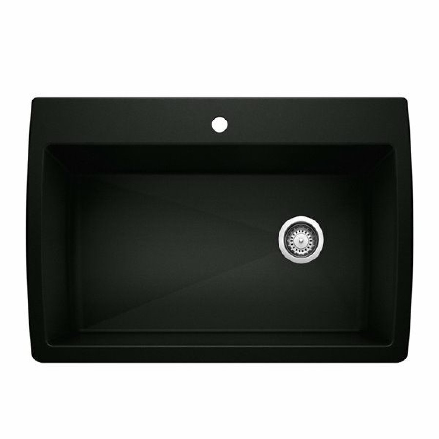 * Blanco Diamond Drop-In 33.5-In X 22-In Coal Black Single Bowl 1-Hole Kitchen Sink Sale Online | Kitchen Sinks