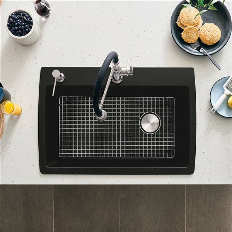 * Blanco Diamond Drop-In 33.5-In X 22-In Coal Black Single Bowl 1-Hole Kitchen Sink Sale Online | Kitchen Sinks